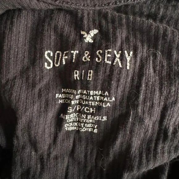 Aerie Black Ribbed Thin Bodysuit - Size Small - Picture 4 of 4